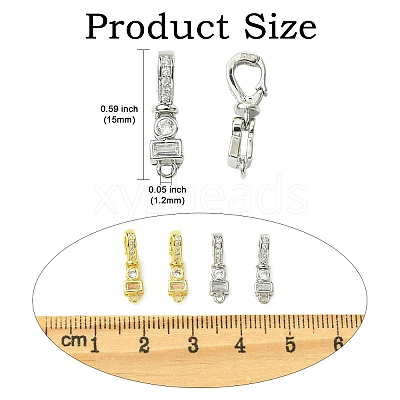 4Pcs 2 Colors Brass Micro Pave Clear Cubic Zirconia Fold Over Clasps KK-CJ0004-37-1