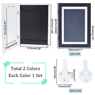 2 Sets 2 Colors Rectangle Wood Photo Frames with Hanging Hook DIY-GA0005-70-1