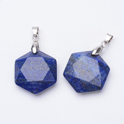 Faceted Natural Lapis Lazuli Pendants X-G-F340-03B-1
