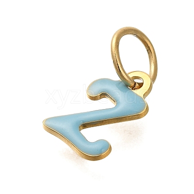 Ion Plating(IP) 304 Stainless Steel Enamel Alphabet Charms STAS-F308-02G-Z-1