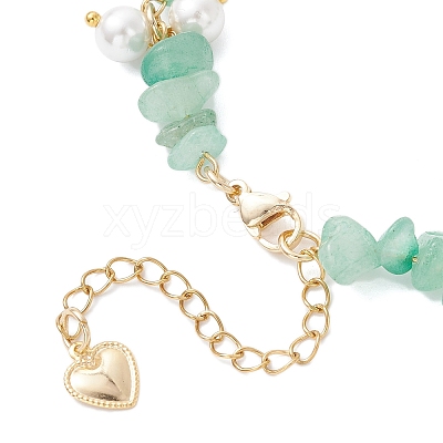 3Pcs Natural Green Aventurine & Sunstone & Lapis Lazuli Chip Beaded Bracelets for Women BJEW-JB12301-1