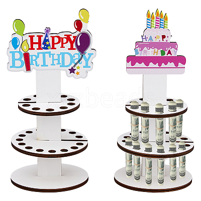 2Pcs 2 Styles Wood 3-Tier Cupcake Stand DIY-DC0003-99-1