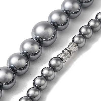 Terahertz Stone Round Beaded Necklaces for Women Men NJEW-A030-01-1