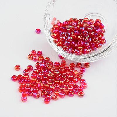 Transparent Rainbow Colours Round Glass Seed Beads X-SEED-A007-4mm-165-1
