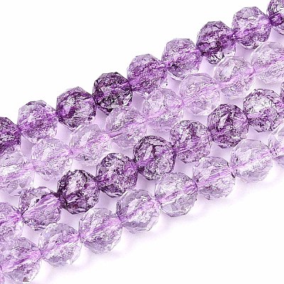 Crackle Transparent Glass Beads Strands GLAA-N063-8mm-04-1
