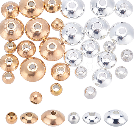 36Pcs 3 Style Ion Plating(IP) 202 Stainless Steel Beads STAS-DC0004-12-1