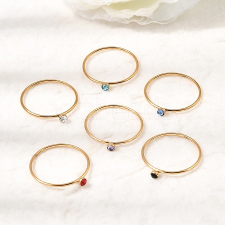 304 Stainless Steel Rhinestone Finger Rings for Women SA-CBAB767-26C-G-1