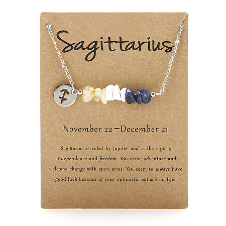 667 Stainless Steel with Natural Yellow Quartz & Natural Howlite & Natural Sodalite Chip Pendant Necklaces FS-WGFED6E-06-1