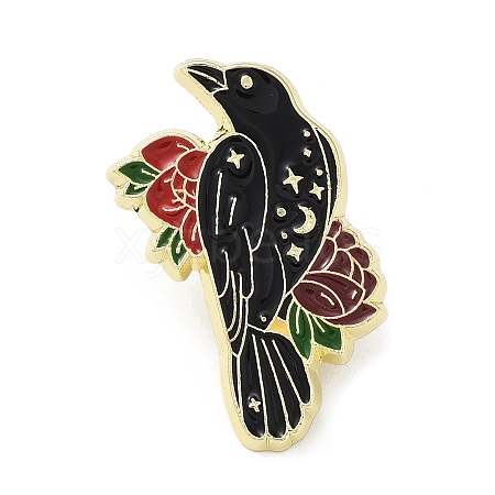 Crow & Flower Enamel Pins JEWB-H014-04LG-04-1