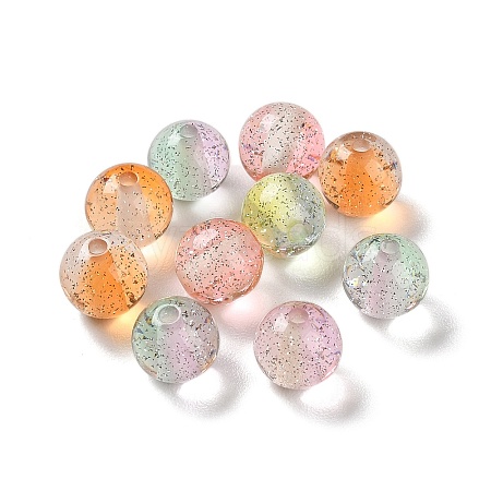 Gradient Color Transparent Resin Beads with Gold Foil RESI-A035-10A-1