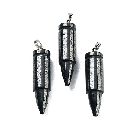 Natural Black Stone Pointed Pendants G-A231-03D-1