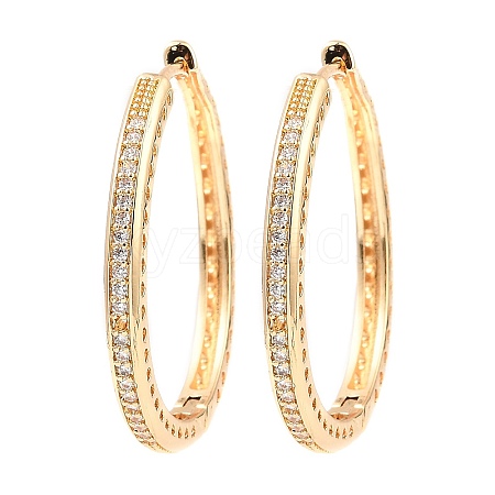 Brass Micro Pave Cubic Zirconia Hoop Earrings EJEW-D078-08KCG-1