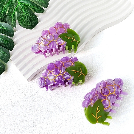 Grape Cellulose Acetate(Resin) Claw Hair Clips PW-WG17F62-01-1