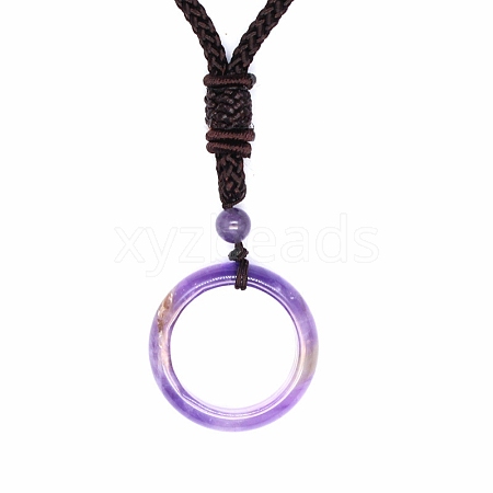 Natural Amethyst Pendant Necklaces PW-WG76159-02-1