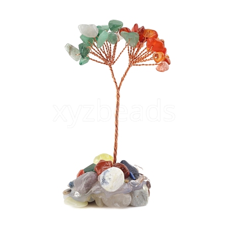 Natural Mixed Gemstone Chips Tree of Life Decorations PW-WG54F93-07-1