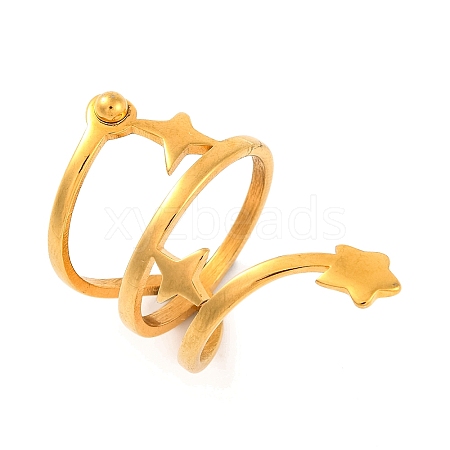 Ion Plating(IP) 304 Stainless Steel Star Finger Rings for Women RJEW-S414-24B-G-1