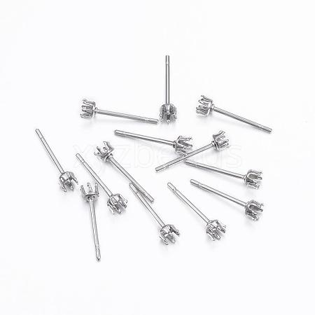 Tarnish Resistant 304 Stainless Steel Stud Earring Settings STAS-H376-96-1