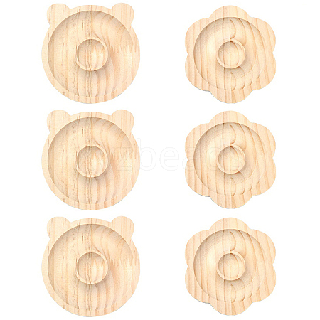 2Pcs 2 Styles Beech Wooden Bangle & Bracelet & Finger Ring & Beads Display Holder Tray AJEW-YW0001-26-1