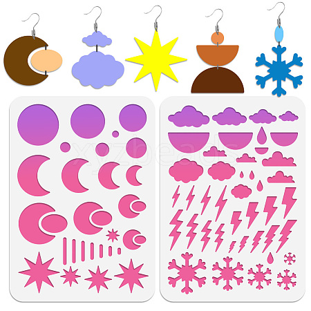 2Pcs 2 Style PET Plastic Earring Handwork Template DIY-WH0571-009-1