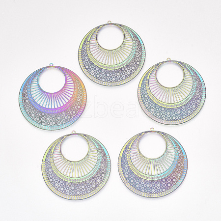 Ion Plating(IP) 304 Stainless Steel Filigree Pendants STAS-S108-42-1