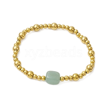 304 Stainless Steel & Natural Green Aventurine Beaded Stretch Bracelets for Women BJEW-JB11053-03-1