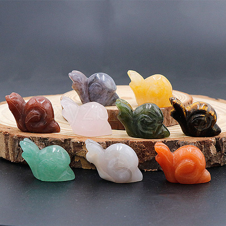 Natural Gemstone Carved Healing Snail Figurines PW-WG73310-04-1