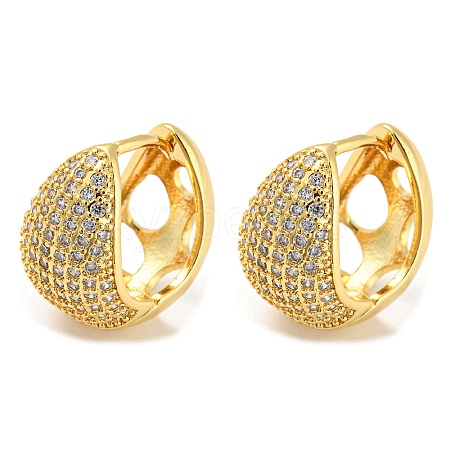 Brass Micro Pave Clear Cubic Zirconia Thick Hoop Earrings EJEW-Q785-07G-1