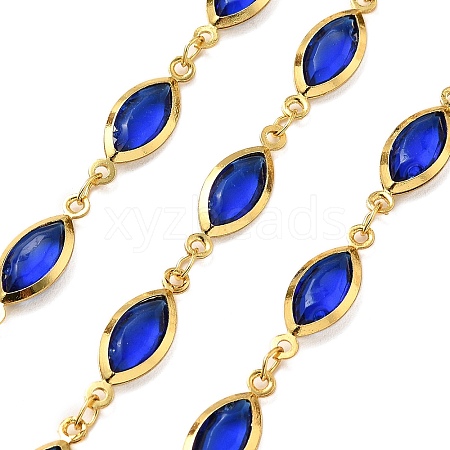 Brass Glass Horse Eye Link Chains CHC-R001-03G-02-1