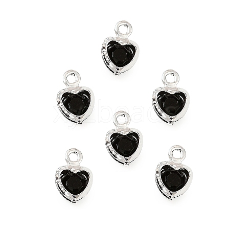 Heart Brass Glass Charms LS-KK-S385-01S-01-1