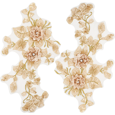 3D Flower Polyester Embroidery Sew on Appliques PATC-WH0012-33C-1