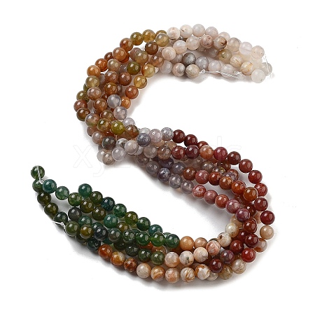 Natural Bamboo Leaf Agate and Indian Agate Beads Strands G-B095-A04-01-1