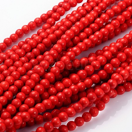 Synthetical Howlite Beads Strands X-G609-6mm-1