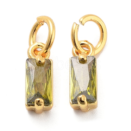 Brass Micro Pave Cubic Zirconia Charms X-ZIRC-F111-03G-09-1
