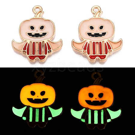 Halloween Theme Rack Plating Luminous Alloy Enamel Pendants ENAM-N056-232G-1