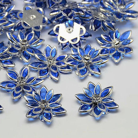 Acrylic Rhinestone Flower Flat Back Cabochons GACR-R016-13-1