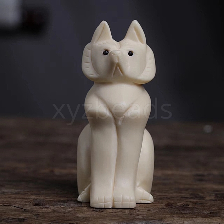 Ivory Fruit Carving Sitting Fox Nine-Tailed Plaything Hand Piece Car-Mounted Desktop Decoration Ornament PW-WGDFAAB-01-1