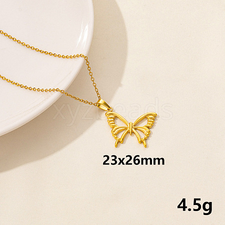 304 Stainless Steel Butterfly Pendant Necklaces CV0613-2-1