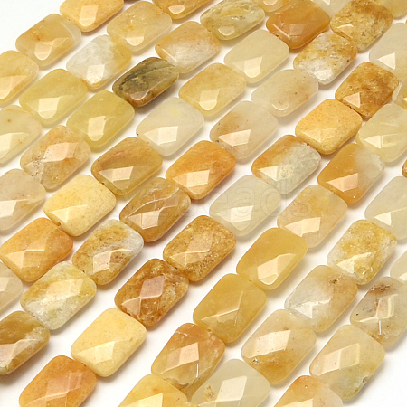 Faceted Rectangle Yellow Jade Beads Strands G-R304-13-1