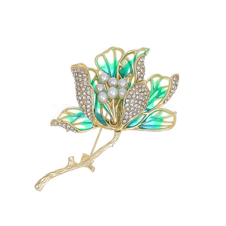 Light Gold Plated Alloy Enamel Flower Brooch PW-WG0DDB2-02-1