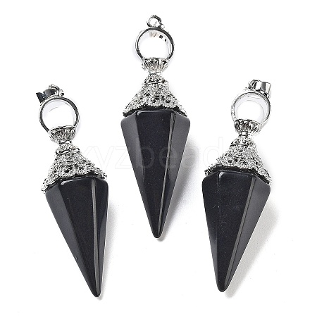 Natural Obsidian Faceted Cone Big Pendants G-P552-04P-08-1