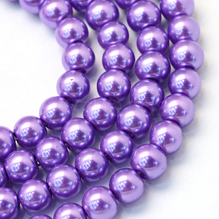 Baking Painted Pearlized Glass Pearl Round Bead Strands X-HY-Q003-10mm-27-1