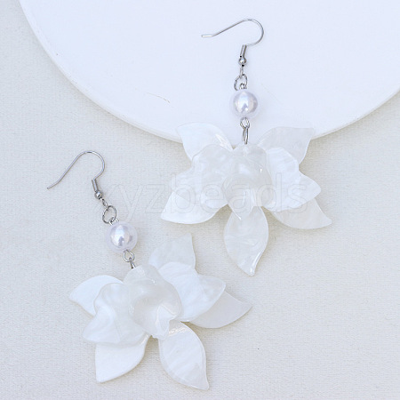 Bohemian Style Petal Patchwork Acrylic Flower Earrings with Water Ripple Design HF8489-3-1