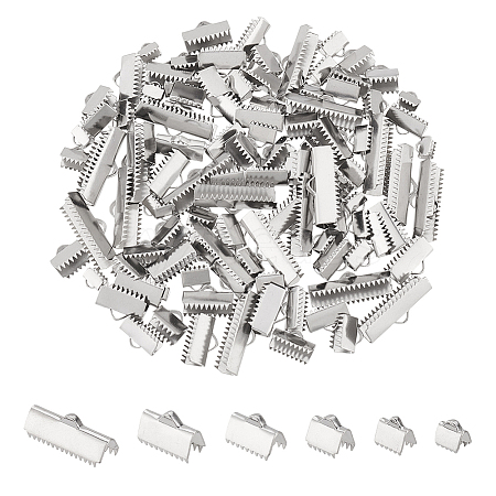 120Pcs 6 Styles 304 Stainless Steel Ribbon Crimp Ends STAS-UN0063-91P-1
