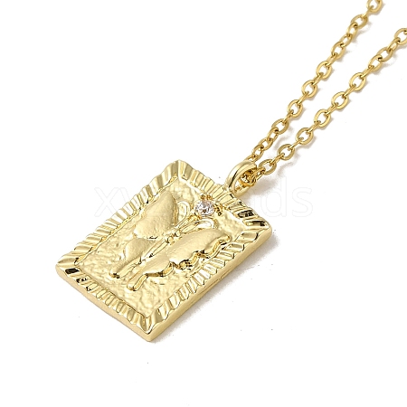 Brass Micro Pave Clear Cubic Zirconia Pendants Necklaces NJEW-K269-03B-G-1