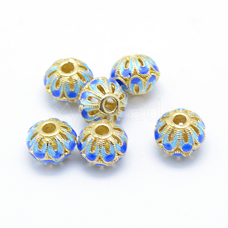 Electroplate Brass Enamel Beads KK-K185-02A-RS-1