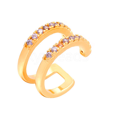 Brass Micro Pave Cubic Zirconia Cuff Earrings WH-WG2DF18-01-1