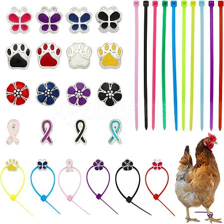 CHGCRAFT 32Pcs 8 Style Awareness Ribbon & Butterfly & Flower & Claw Print Alloy Enamel European Beads DIY-CA0004-95-1