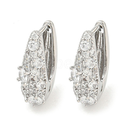 Brass Micro Pave Clear Cubic Zirconia Hoop Earrings for Women EJEW-S228-04P-1