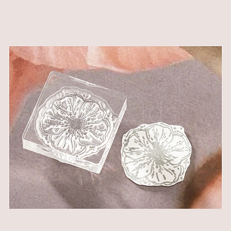 Flower Silicone Clear Stamps with Acrylic Blocks DIY-G121-07C-1