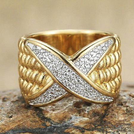 304 Stainless Steel Micro Pave Cubic Zirconia Finger Rings WG92048-02-1